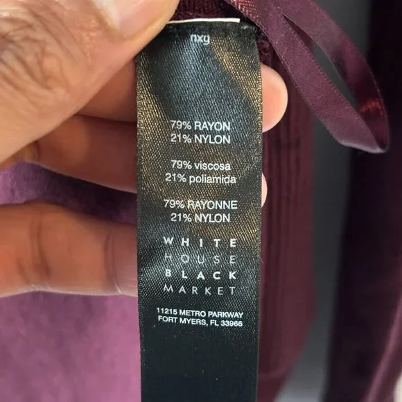 White House Black Market Women's Wine Cabernet Waterfall Cardigan Size XS - Picture 6 of 9